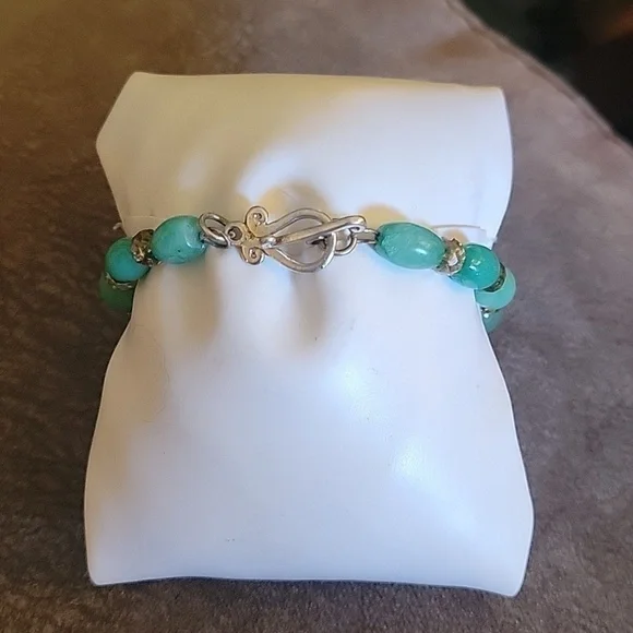 Handmade Aventurine Tiger Eye Beaded Toggle Bracelet - Picture 3 of 4